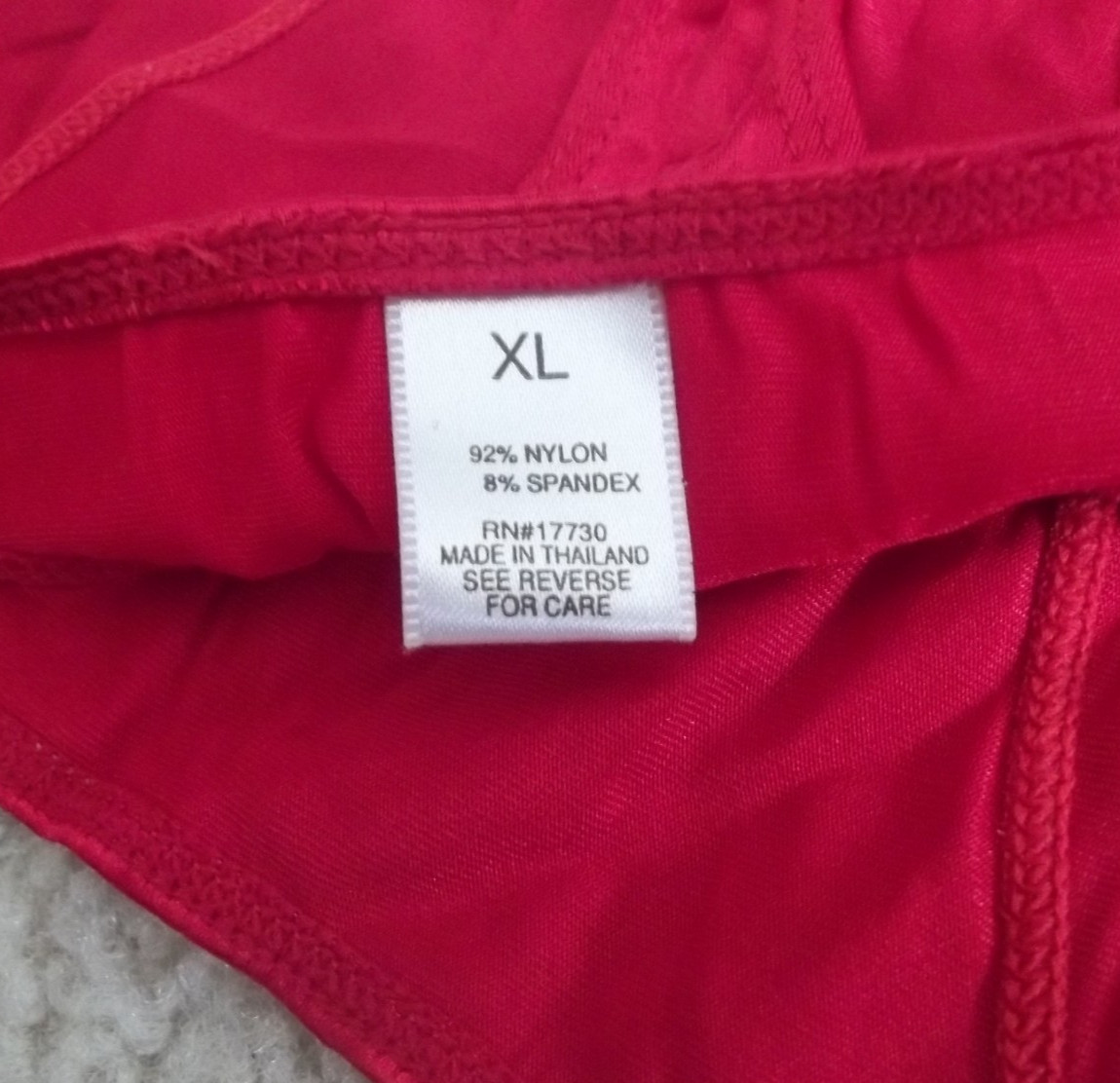 Gilligan O&rsquo;Malley Shimmereen Liquid Satin Caress Shiny Second Skin Thong XL Red