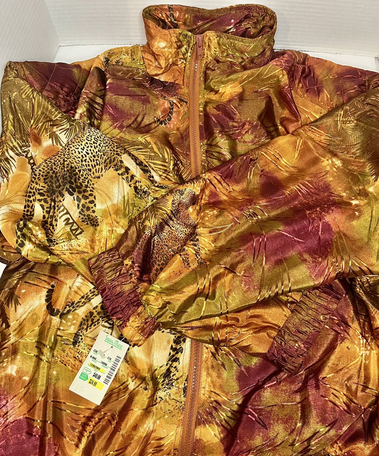 Vintage Kaktus Leopard Print Jungle Jumper 30” Mom Pants Full Zip Jacket Large