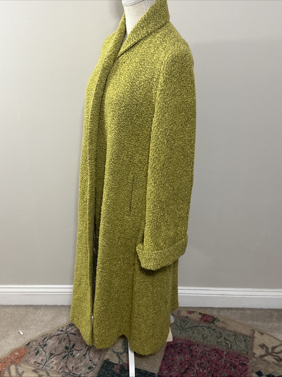 Vtg Jordan Marsh Boston Long Chartreuse Coat