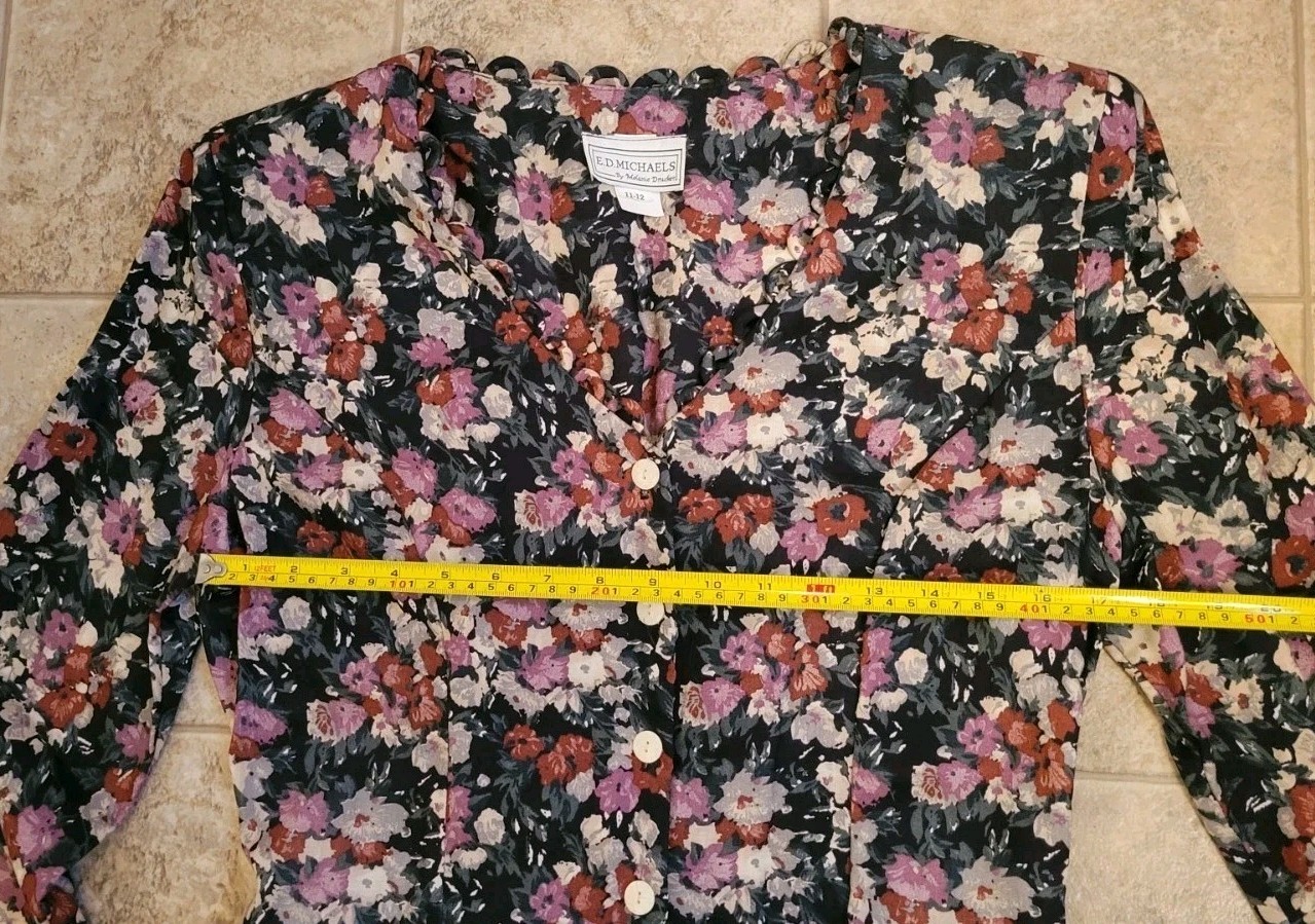 Vtg E.D. Michaels by Melanie Drucker Floral Sz 11-12 A-Line Dress Cottagecore