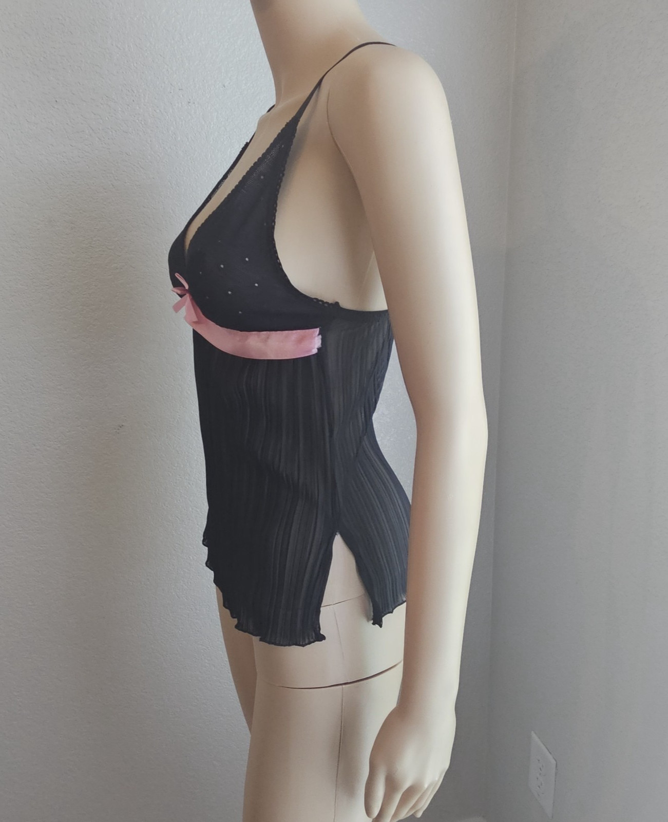 Vintage Y2K Sheer Black Cami Victoria&rsquo;s Secret Sz S