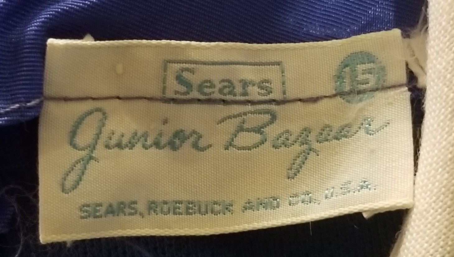 NOS Vintage SEARS 1960s JUNIOR BAZAAR Size 15 Polyester /Worsted Wool Blue Dress