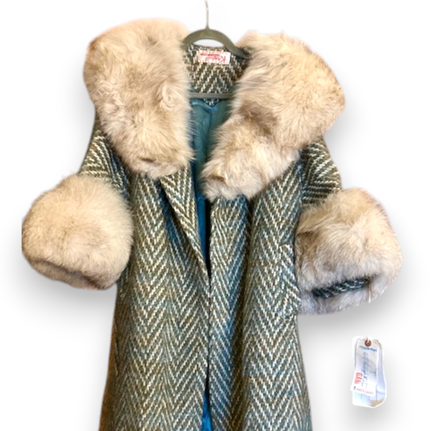 MCM 60s Couture Quality Imported Wool & Fox Fur Trim Swing Coat Hollywood Glam