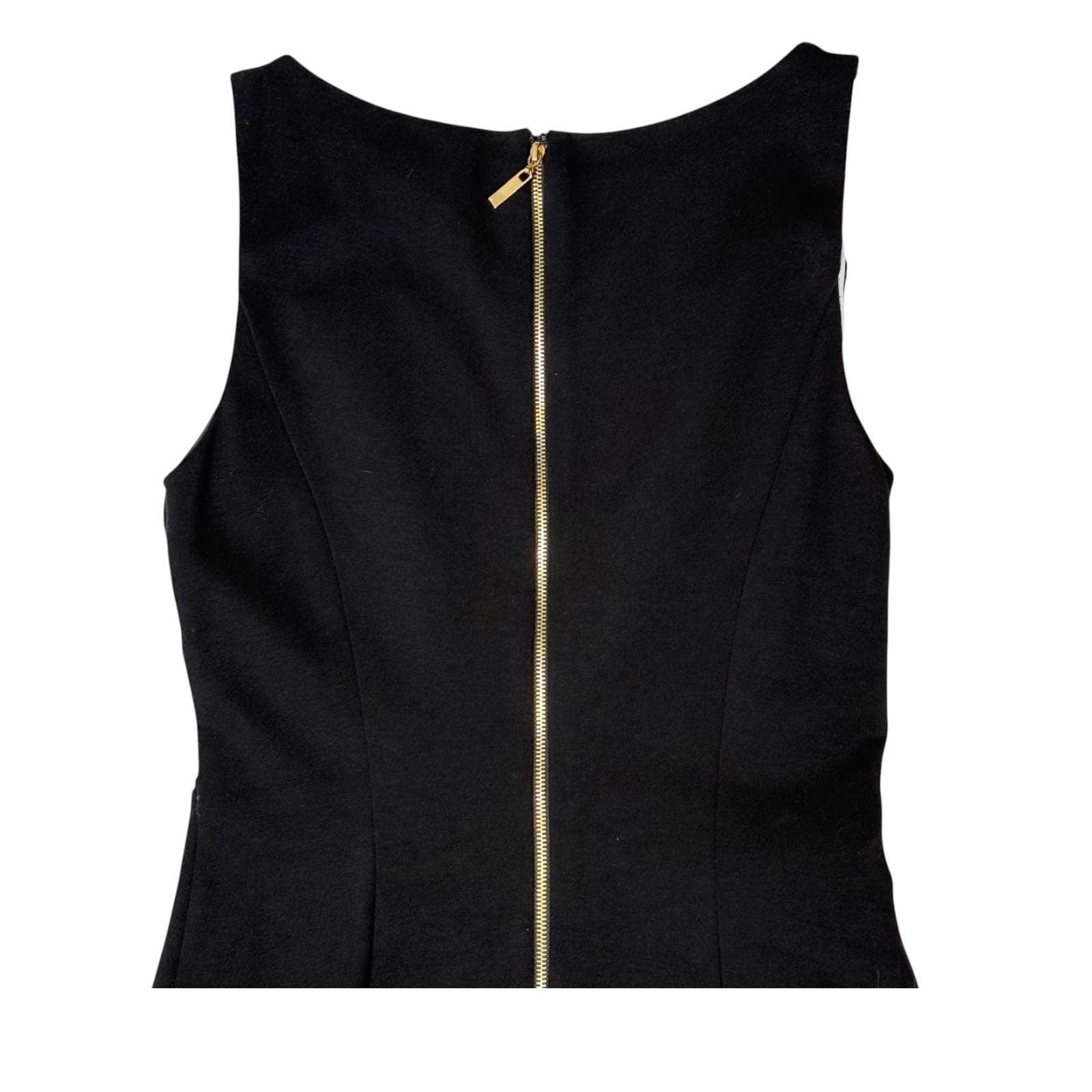 Vintage Cache Black White Zipper Sheath Dress Sleeveless Colorblock Stretch 2