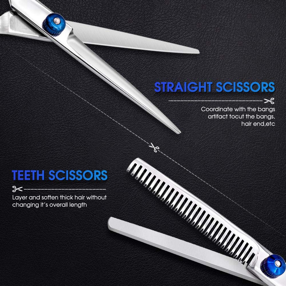 Hair Cutting Scissors Kits, 10 Pcs Stainless Steel Hairdressing Shears Set Profe