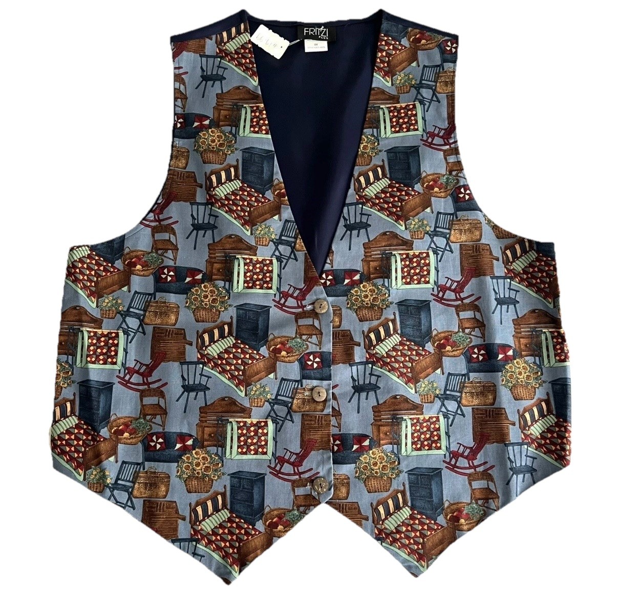 NEW Vintage Fritzi Western Cottagecore Country Grandma Vest Woman’s 2X USA MADE