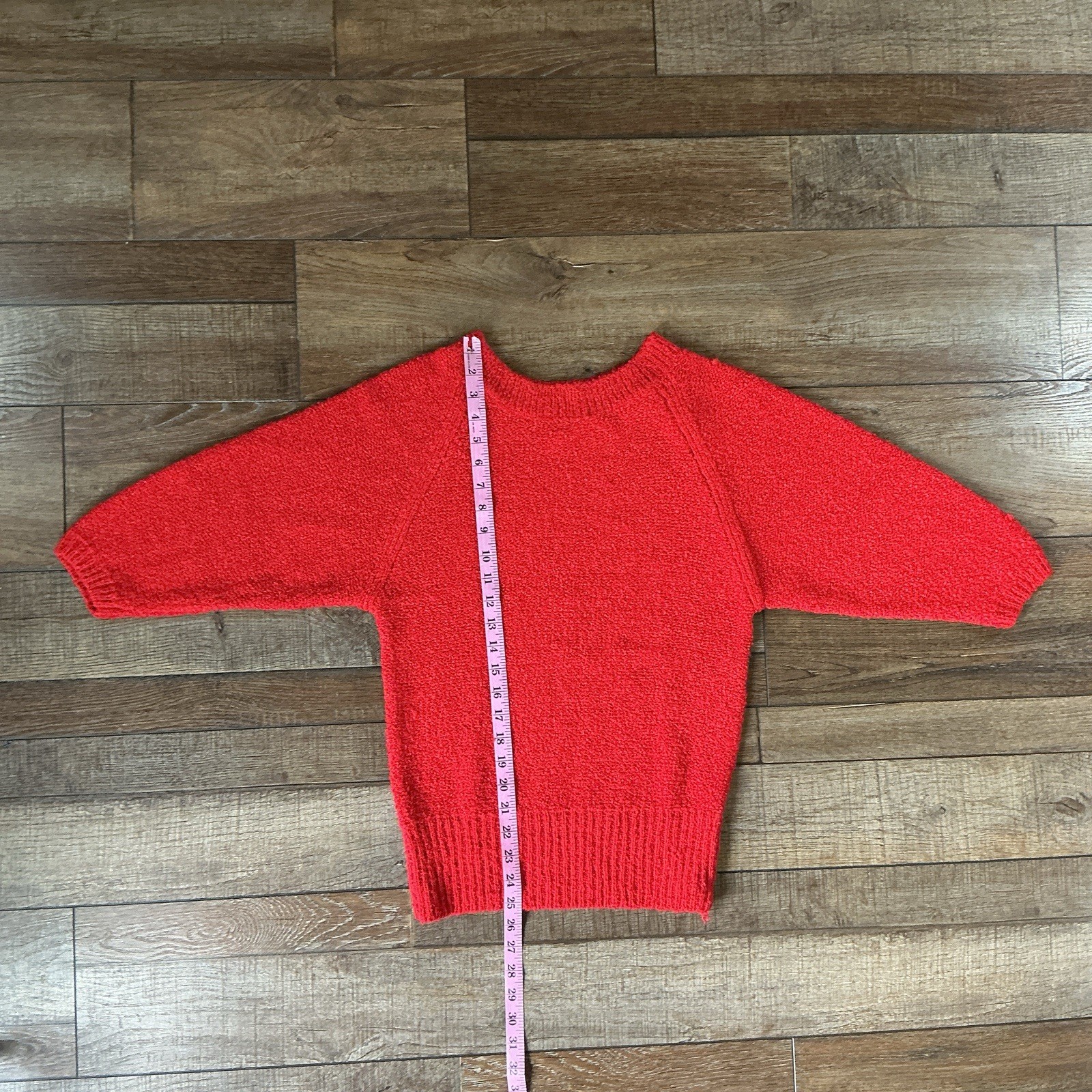 VINTAGE Beldoch Popper Red Boucle Sweater Womens Sz S Raglan Textured Knit #55D8