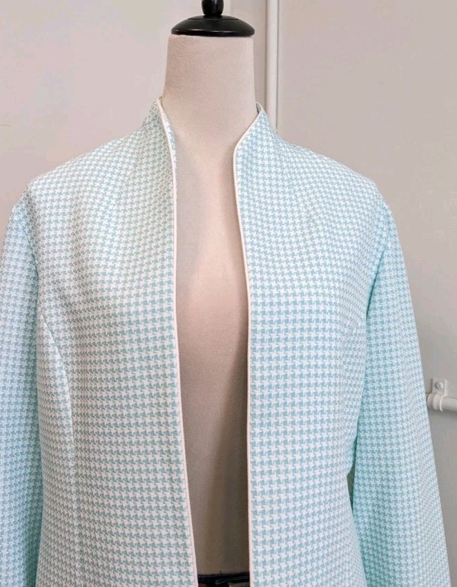 Jessica Howard Blazer Womens Size 12 Light Blue Open Front Textured Jacket