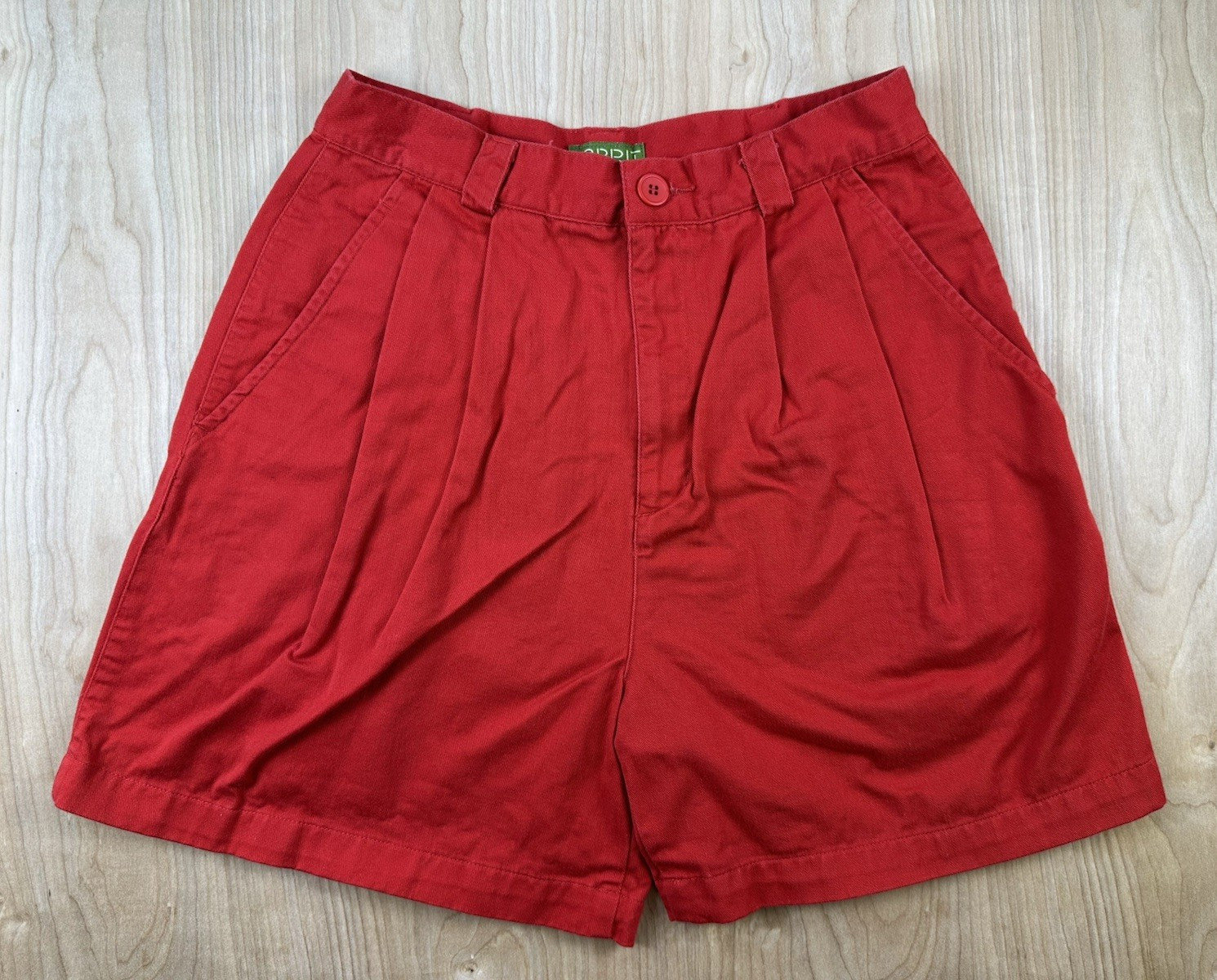 vintage 80&rsquo;s ESPRIT red pleated SHORTS all COTTON size 11/12 preppy NEW WAVE