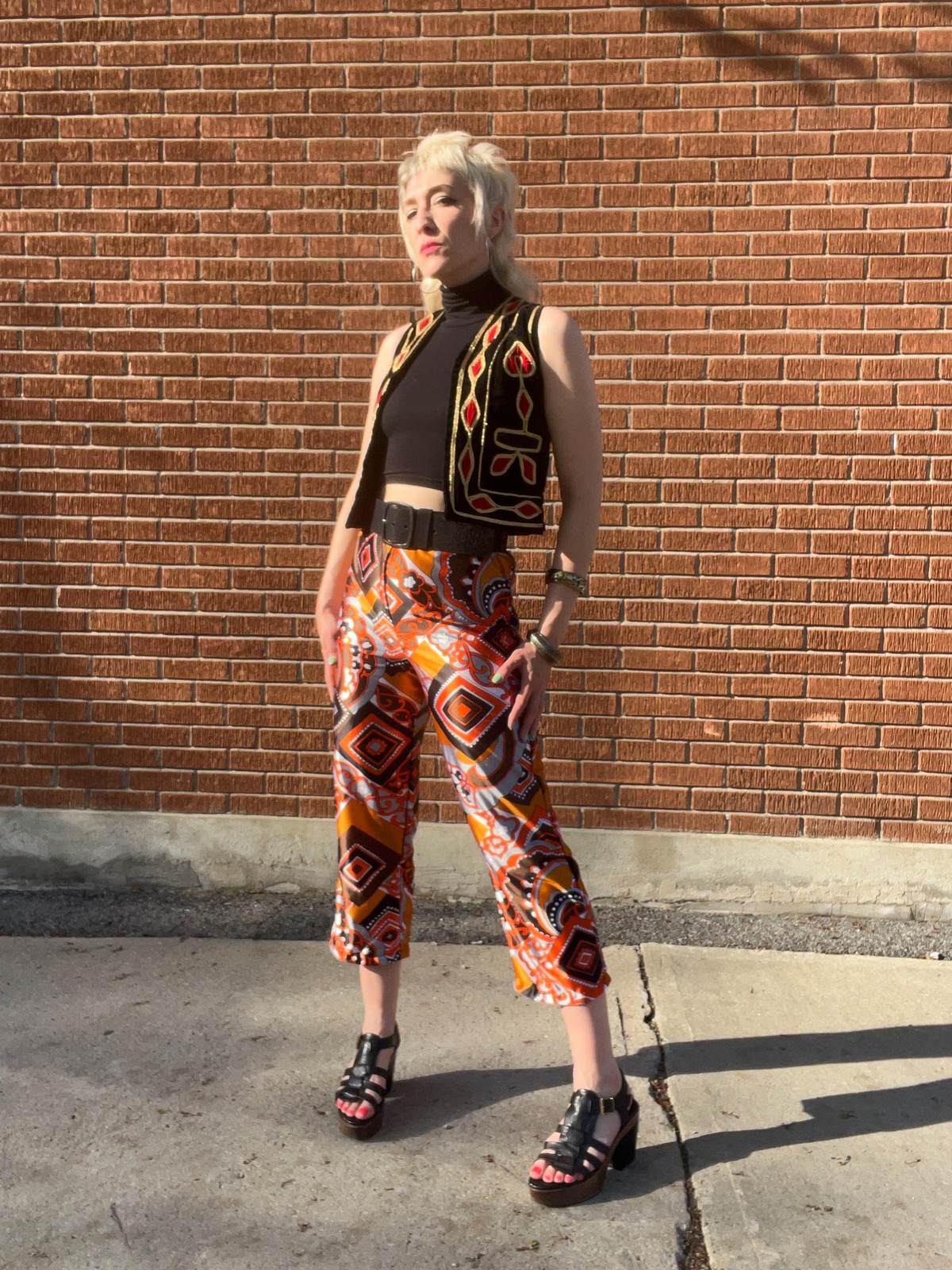 MOD SCROLLWORK Vintage 1960s Psychedelic Printed Pants with Satin Finish