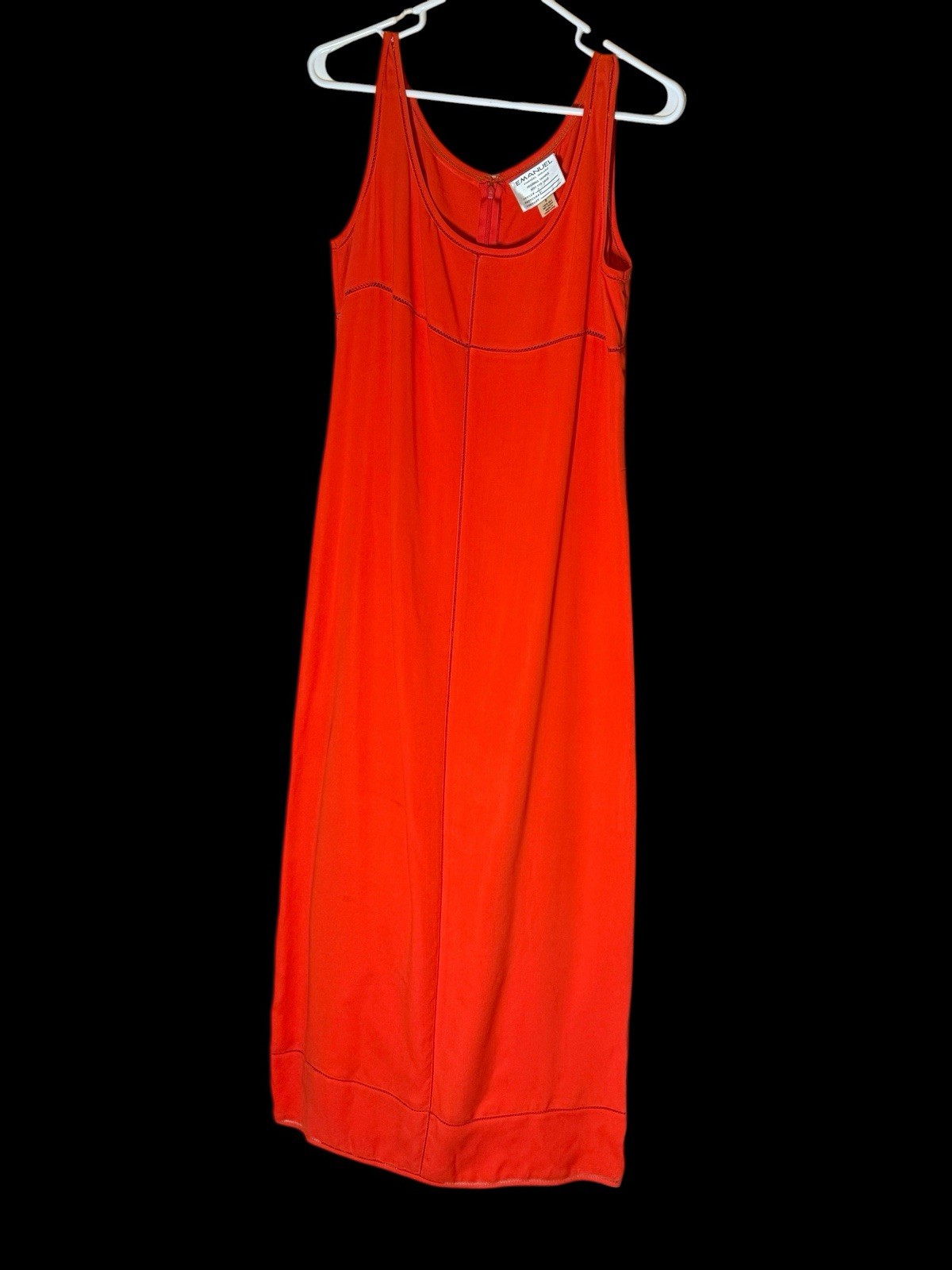Vtg EMANUEL UNGARO 100% Silk Maxi Dress Orange DESIGNER SAMPLE 90s Runway 8