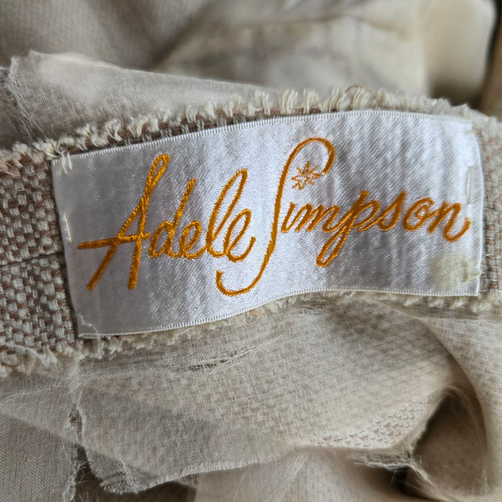 50s Vintage Adele Simpson Beige Tweed Blazer Sheath Classic Dress Set Size 2