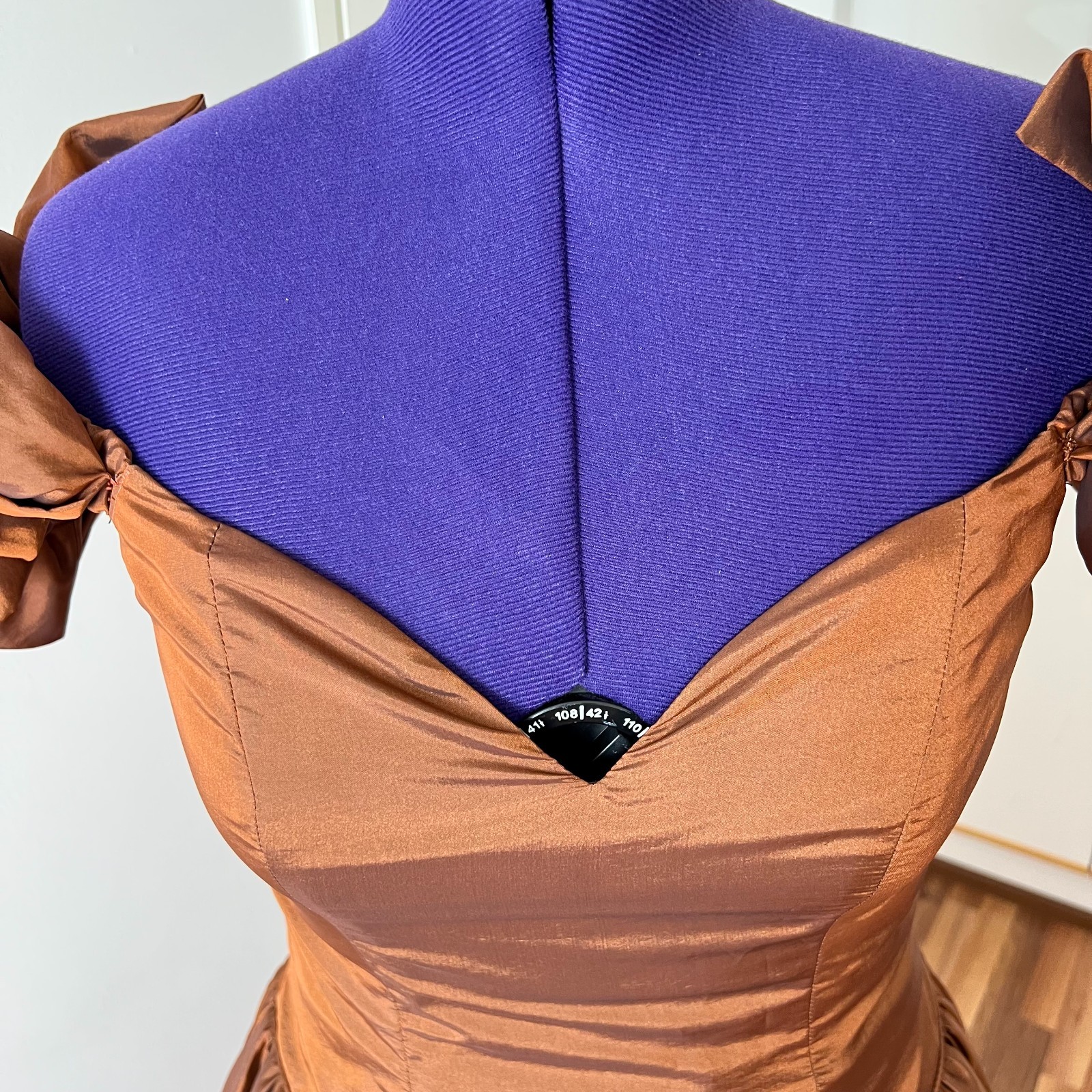 1980s JOHN CHARLES Taffeta Off Shoulder Cocktail Party Dress Basque Waist Prom