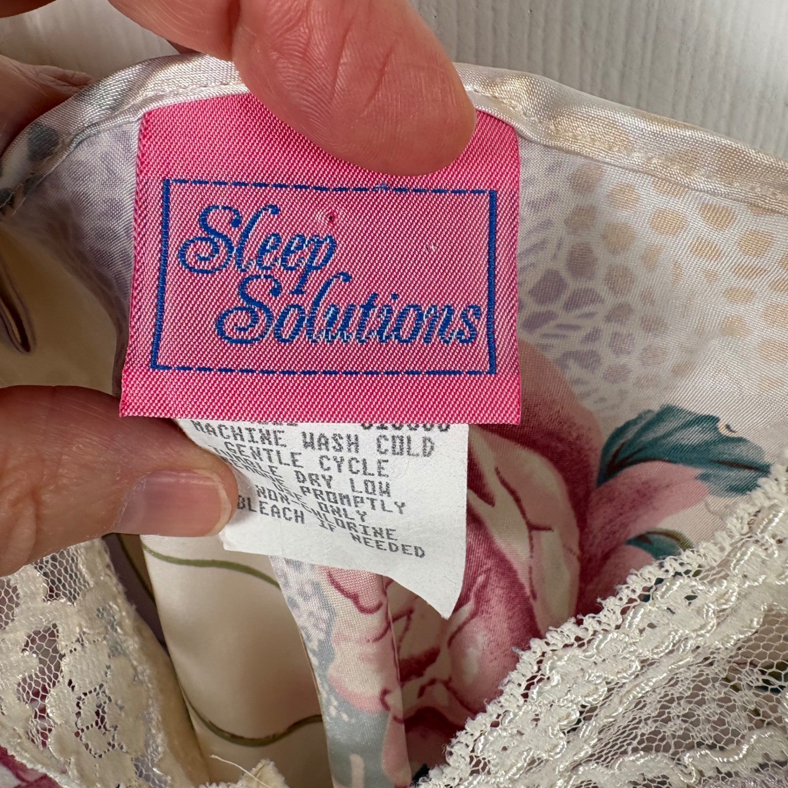 Vtg Sleep Solutions Chemise Nightgown Size Small Pink Floral Satin Lace Romantic