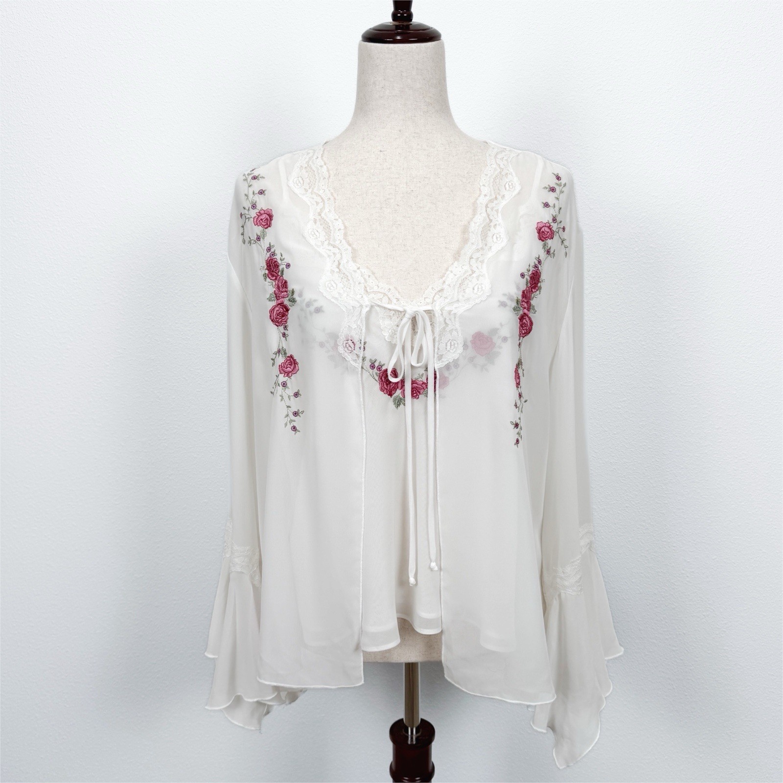 VTG California Dynasty Camisole Set Womens L Sheer Dainty Feminine Fairy Floral