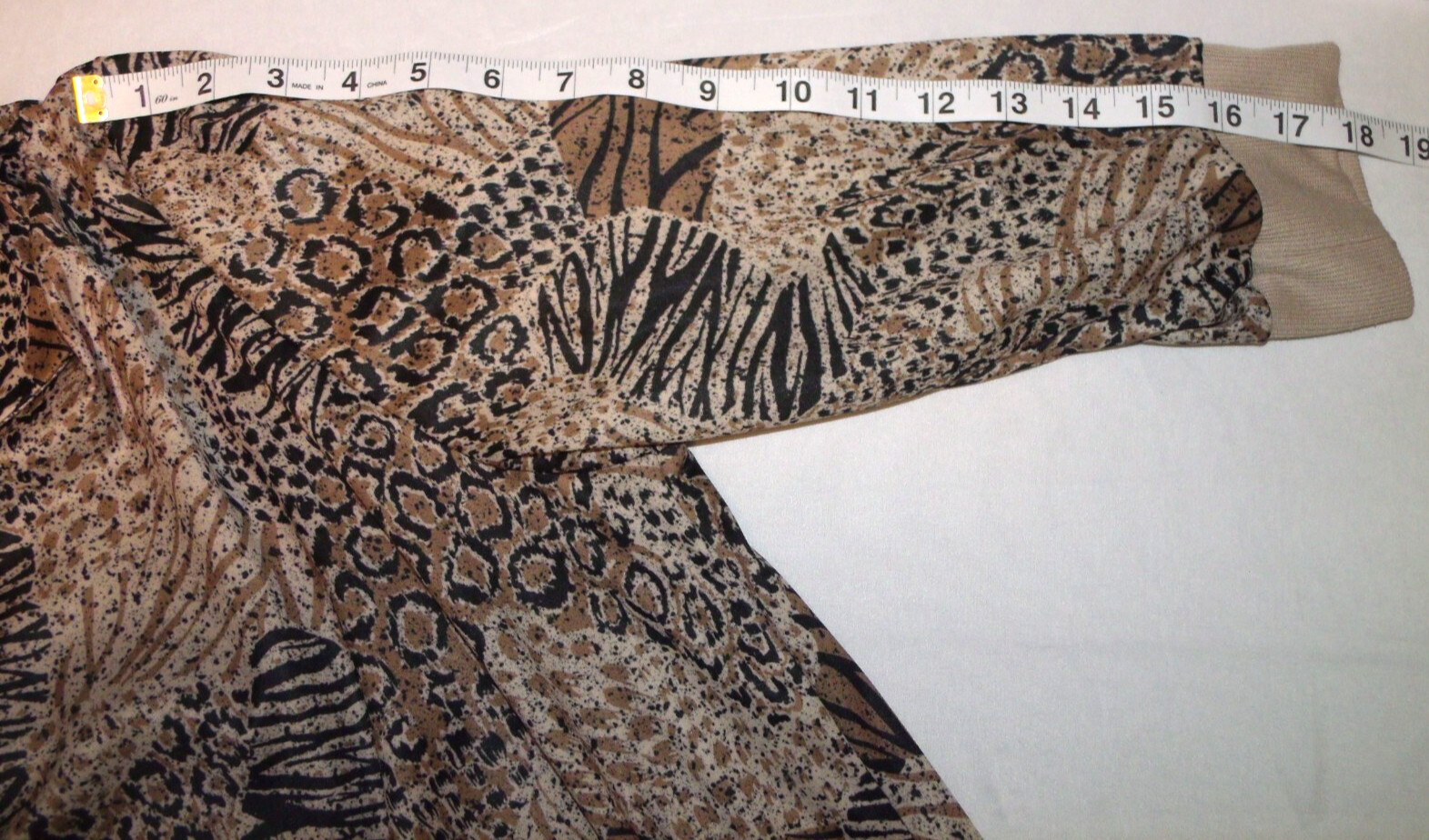 VTG Blair Brown Animal Print Collared 3/4 Slv Pullover Blouse Women Sze L 70s80s
