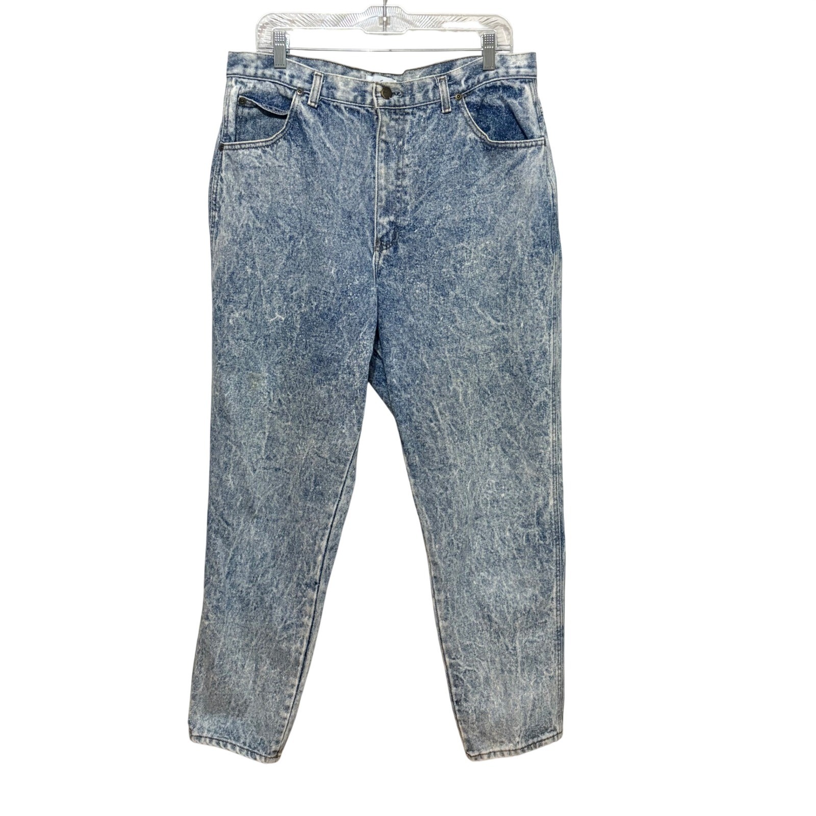 Vintage Chic Sz 20 High Waisted Acid Wash Tapered Leg Mom Jeans USA Womens 80s