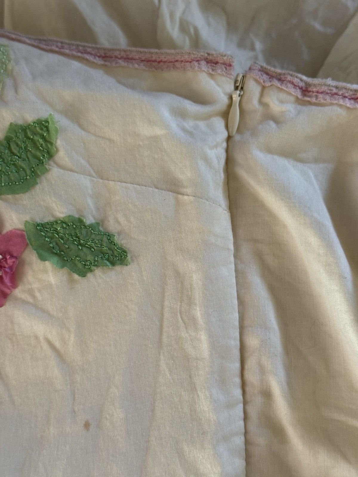 Vintage Mini Strap Wet Seal Lined Pure Cotton Flower Patched Summer Dress Junior