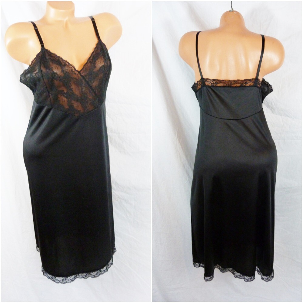 Vanity Fair Lorraine Full Bra Slip 34 TT 36 L 38 40 Satin Lace Slip