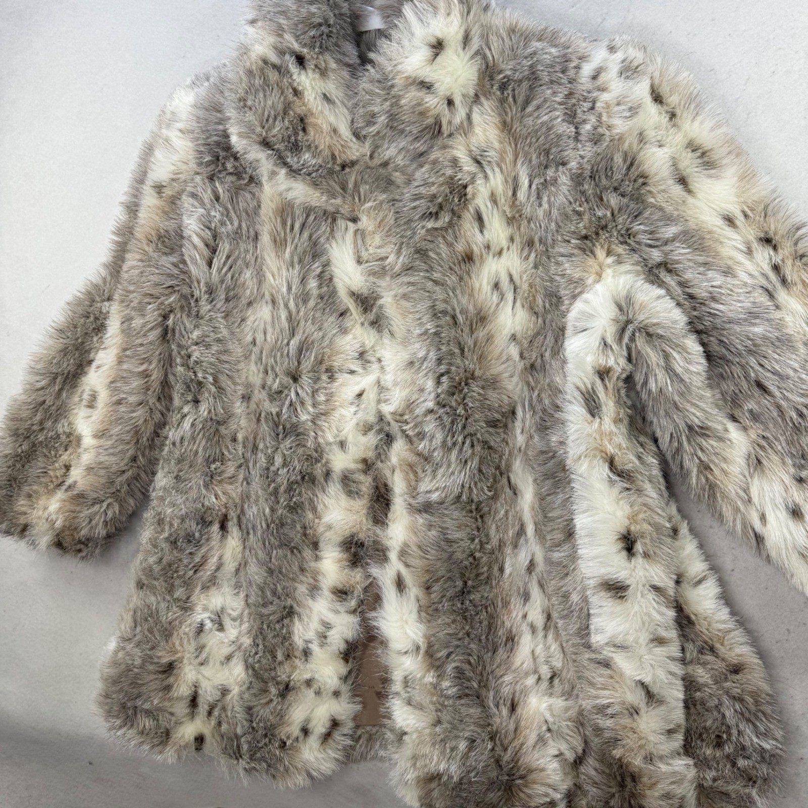 Miss New Yorker Faux Fur Coat Women Medium Gray Vintage Faux Lynx Mob Wife Luxe