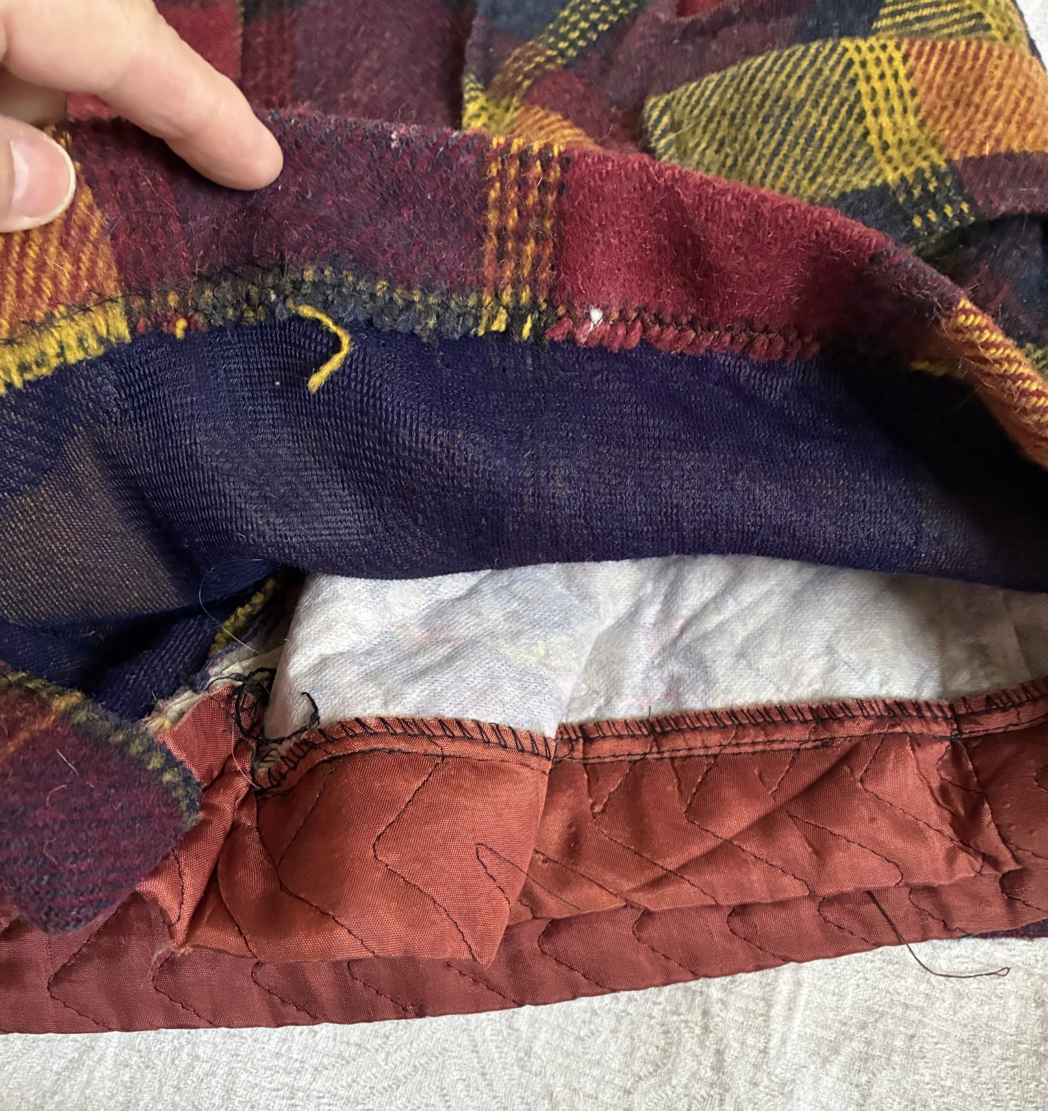 1960s Wool Swing Jacket Quilted LIning Fall Plaid Colors Juli de Roma (No Label)
