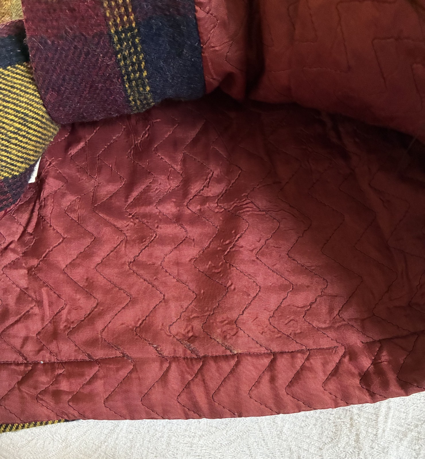 1960s Wool Swing Jacket Quilted LIning Fall Plaid Colors Juli de Roma (No Label)
