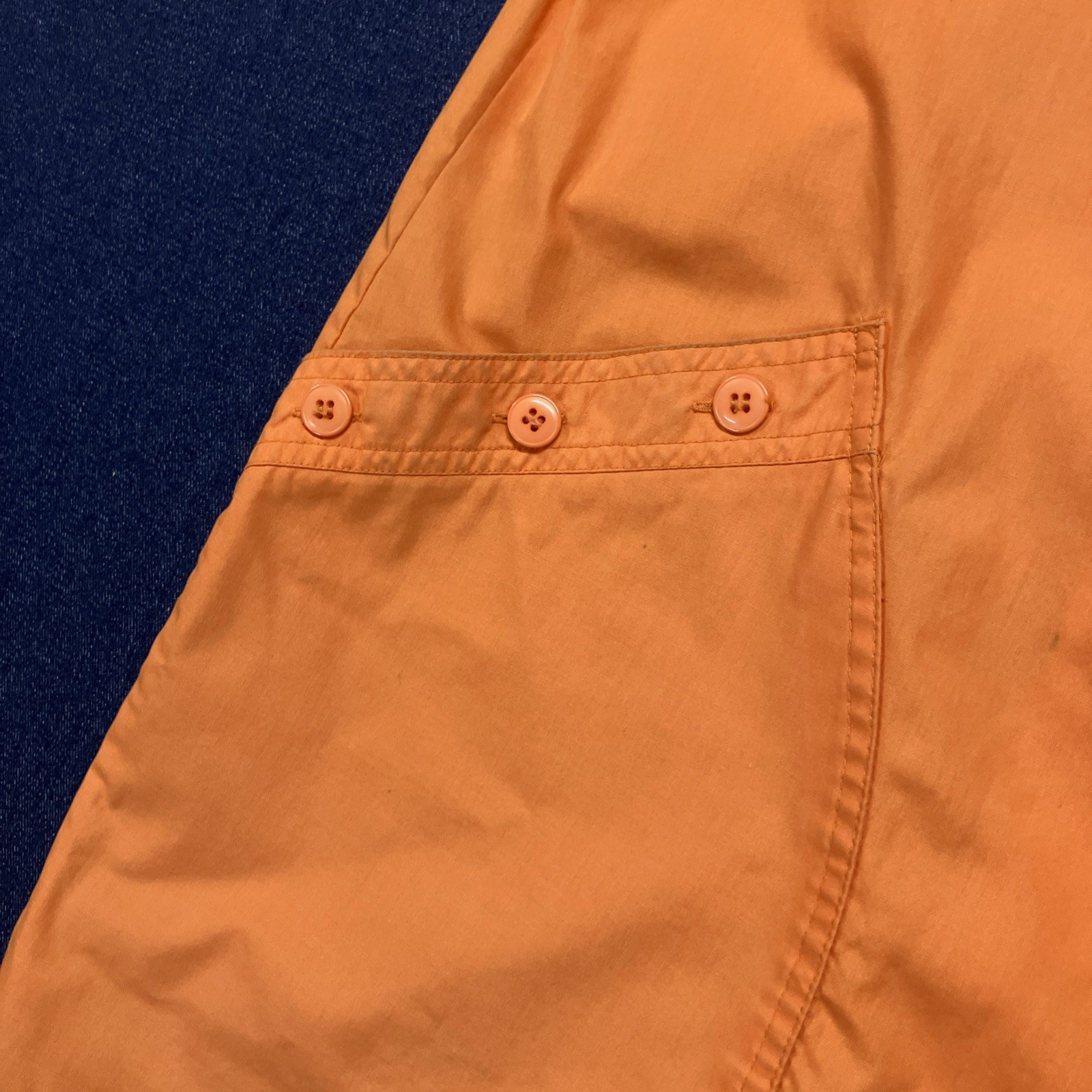 Vtg Distressed 70s 80s Foxland Polycotton Long Rain Windbreaker Jacket Orange L