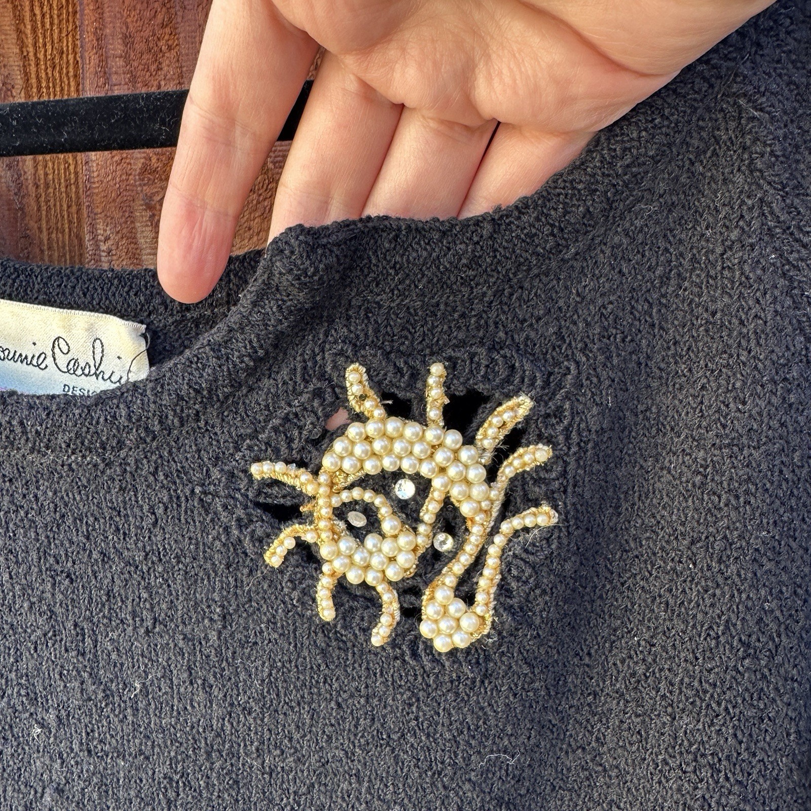 Bonnie Cashin Vintage Wool Midi Dress Size XS Small Woven Brooch Detail Unique