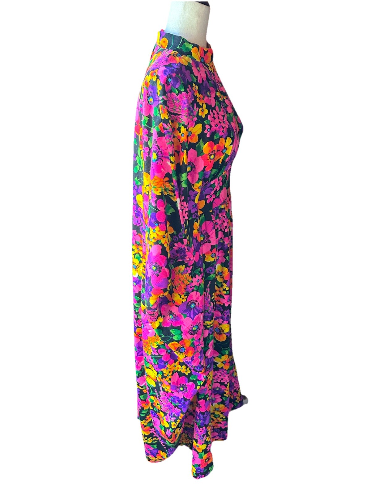 Vtg 60s/70s Hawaiian Psychedelic Floral Caftan Kaftan MUMU Maxi Dress One Size