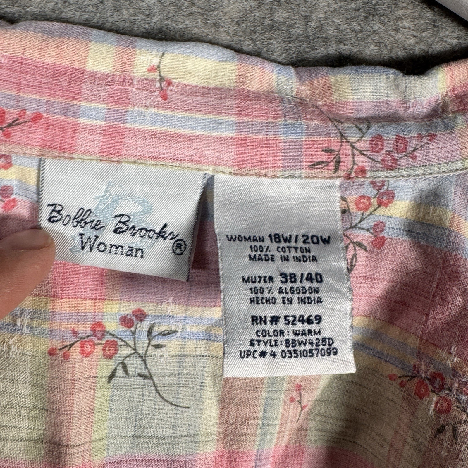 Vintage 90s Womens Bobbie Brooks Plaid Embroidered Button Down Shirt Size 18W