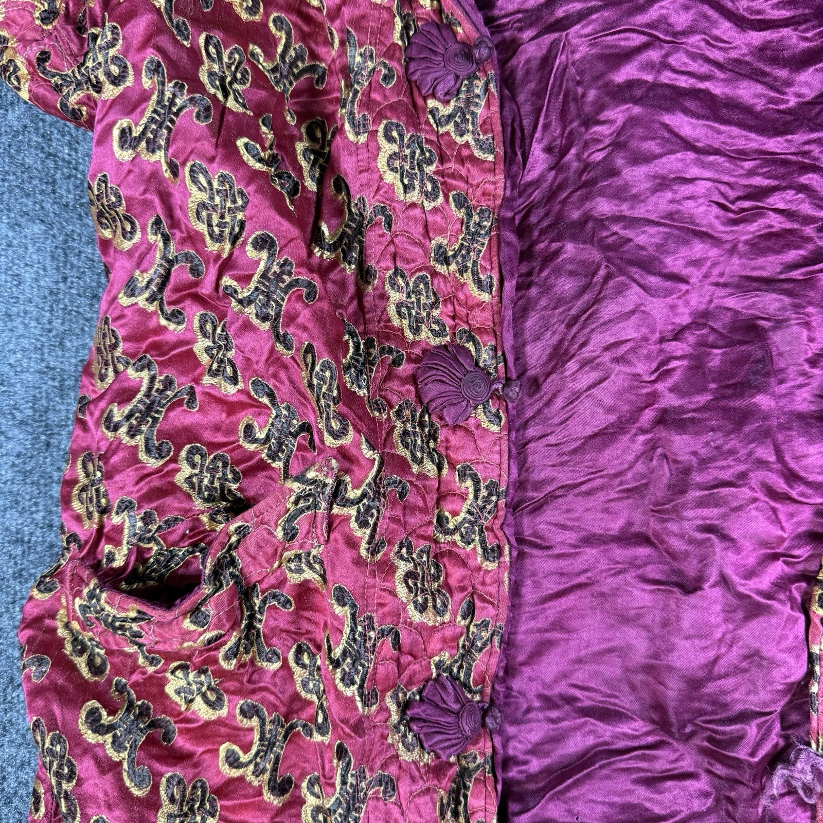 Vintage Handmade Silk Owen Bros Jacket Blouse W/ Imperfections Made In Hong Kong