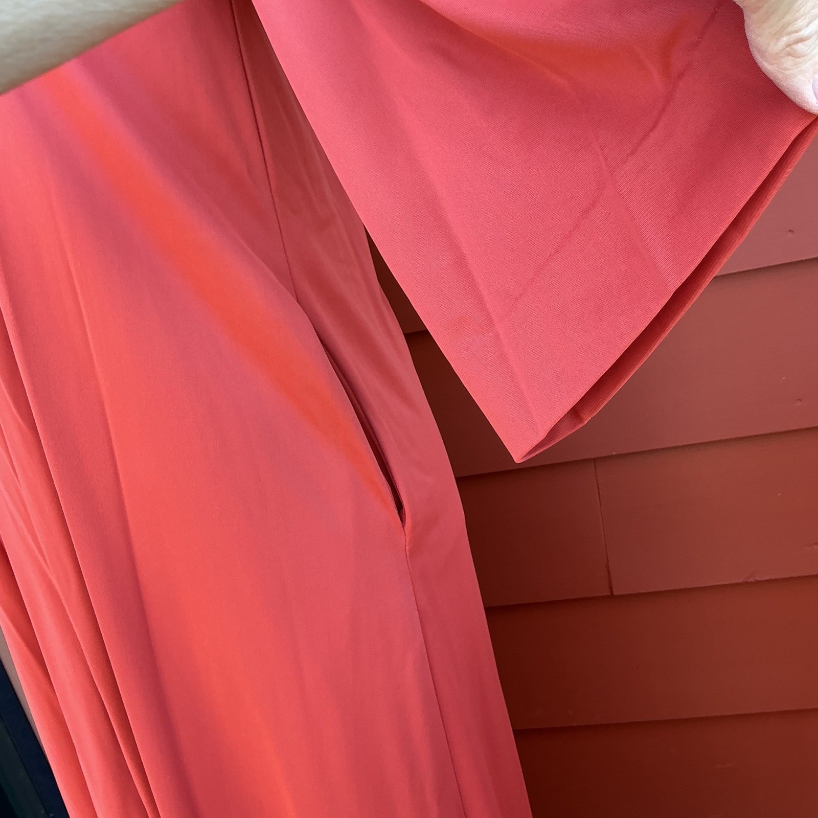 Vassarette Loungewear Dress Womens M Coral Zip Front Maxi Vintage 70s Kaftan Mod