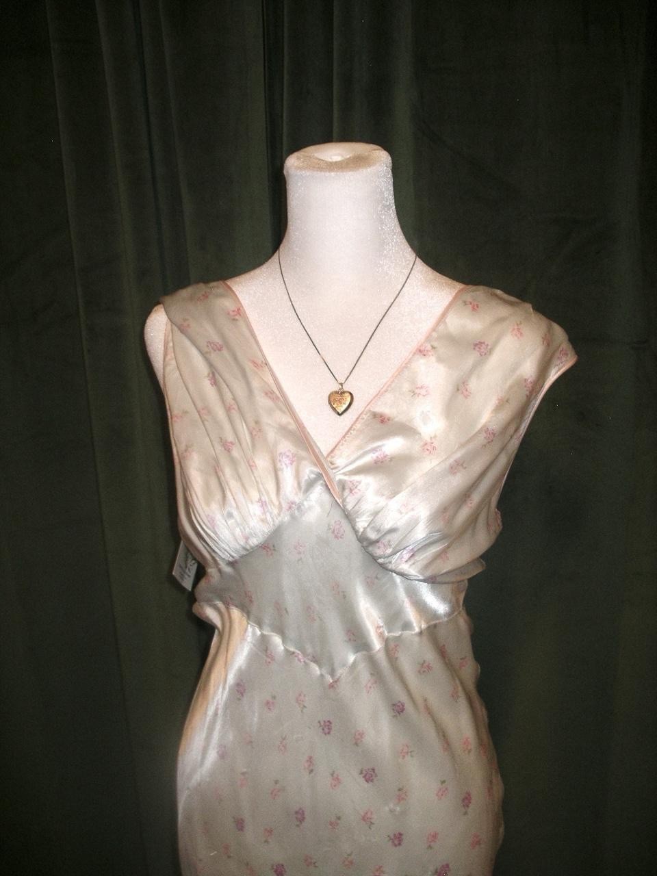 1940’s Antique Floral Baby Blue Bias Cut Slip Dress