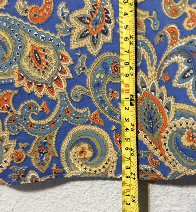 Vintage 70s Button Up Top Long Sleeve Blue Paisley Floral Women 6 Blouse EMILY M