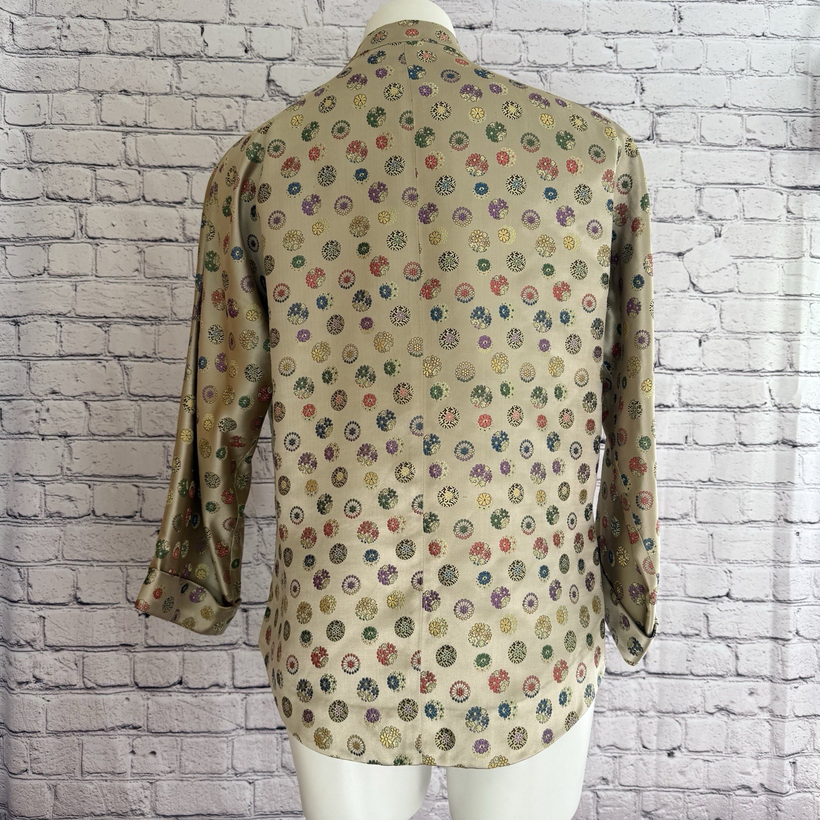 Vintage I. Magnin Brocade Pattern Top Mandarin High Collar NO SIZE Tag SM Med ?