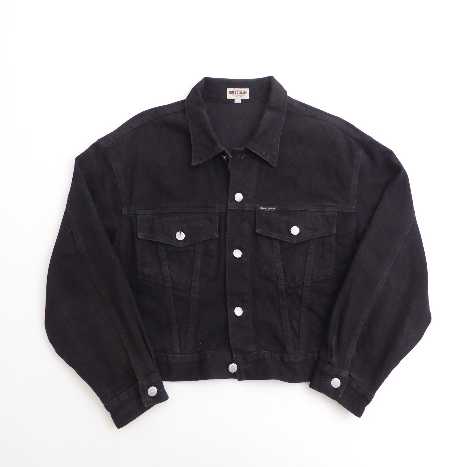Guess Womens Denim Jacket Black Vintage Made in USA 90s Style 39849 Large