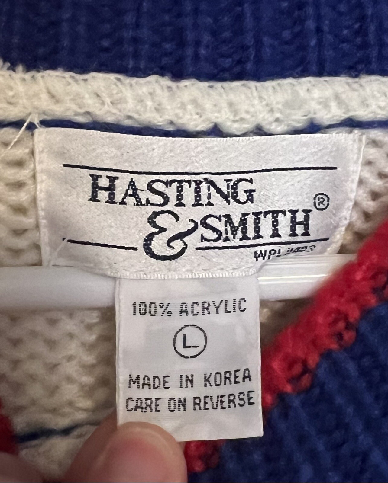Hasting & Smith Vintage Ugly Christmas Tree Sweater Holiday Bear Knit Present L