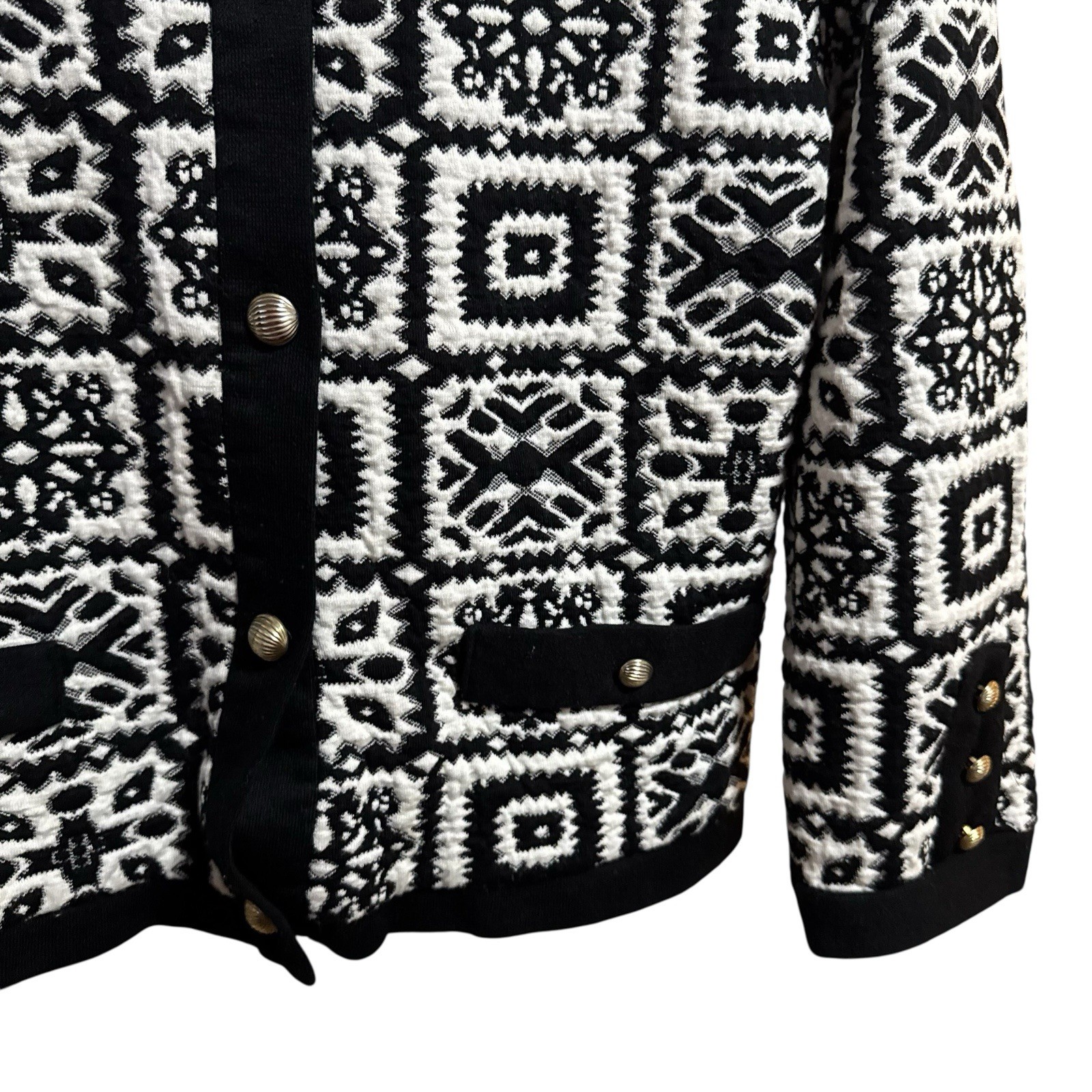 Vintage Stuart Alan Womens Jacket Cardigan Size 14 Black White Textured