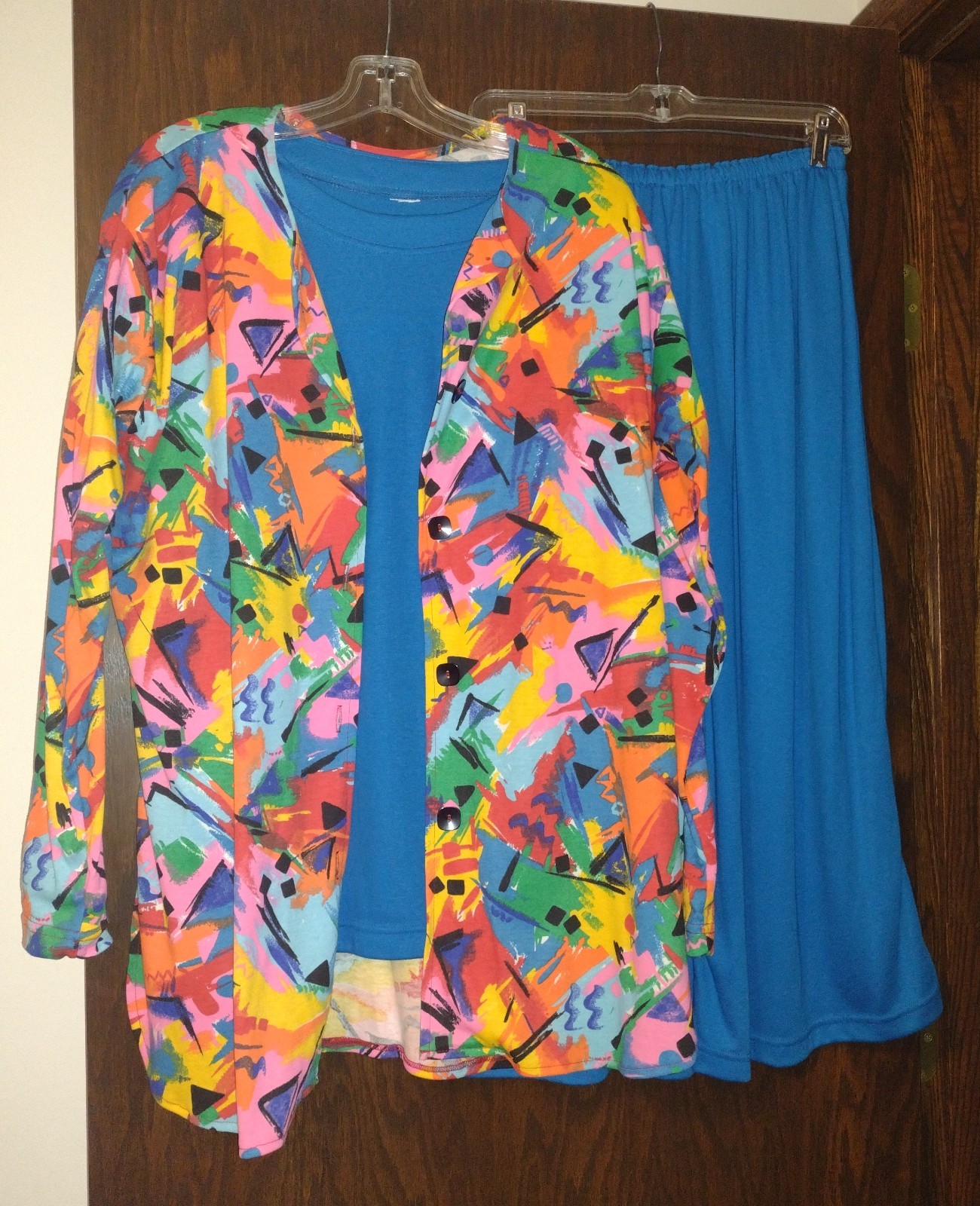 Womens 3-pc Vintage 1980&rsquo;s Retro Outfit-Geometric Design- by UNITS- Size 1X(?)