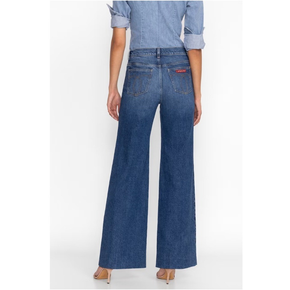 NWT Johnny Was Jaxon Lumiere Wide Leg Jeans Vintage Blue Pocket Size 33 $198