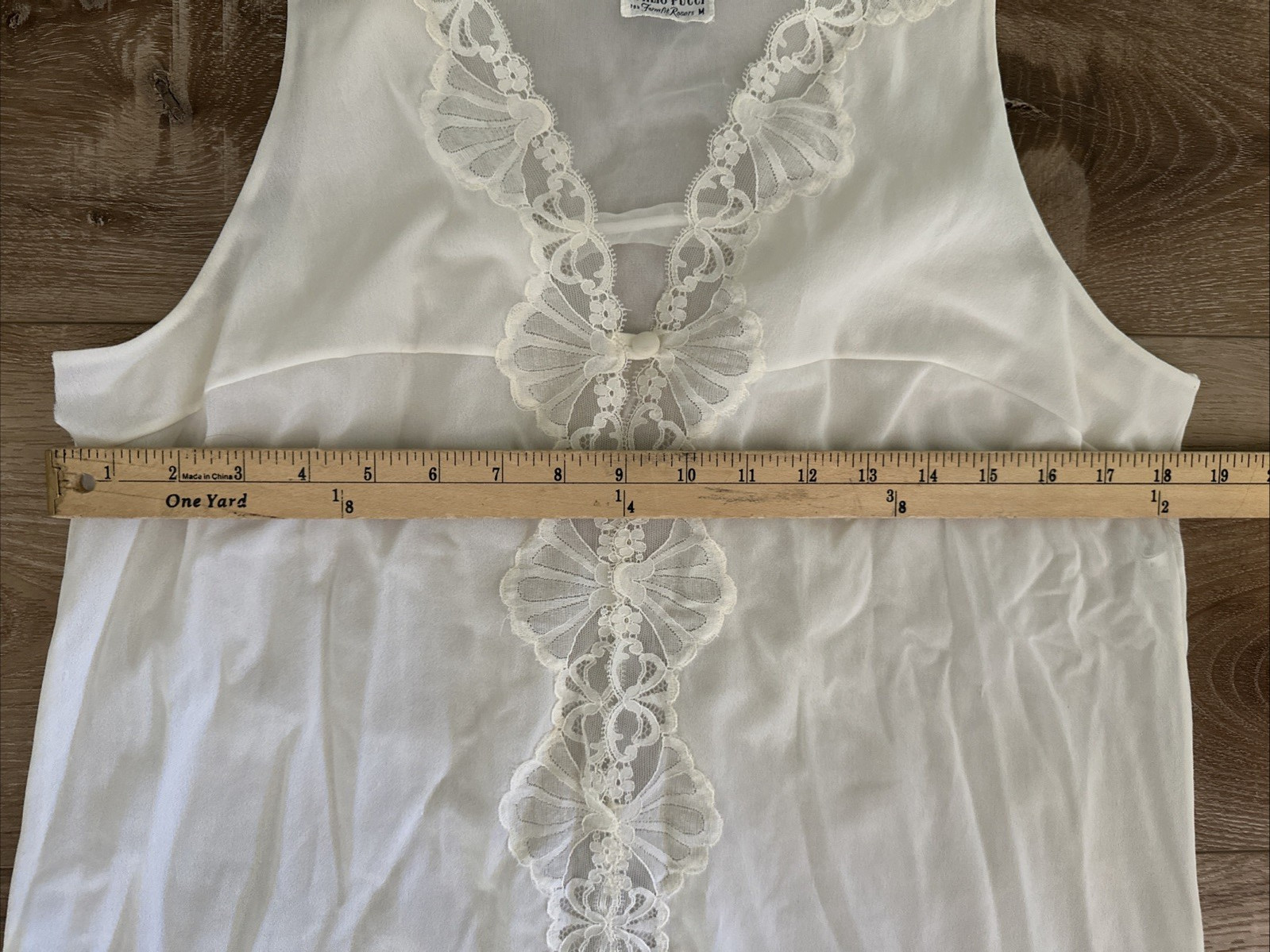 Vintage EMILIO PUCCI Formfit Rogers Ivory Lace Sleeveless Nightgown Medium