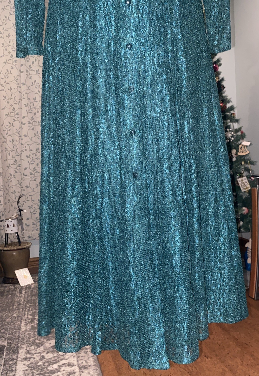 Green All That Jazz emerald jade Sheer Lace floor Fit&Flare+slip 7/8 whimsigoth