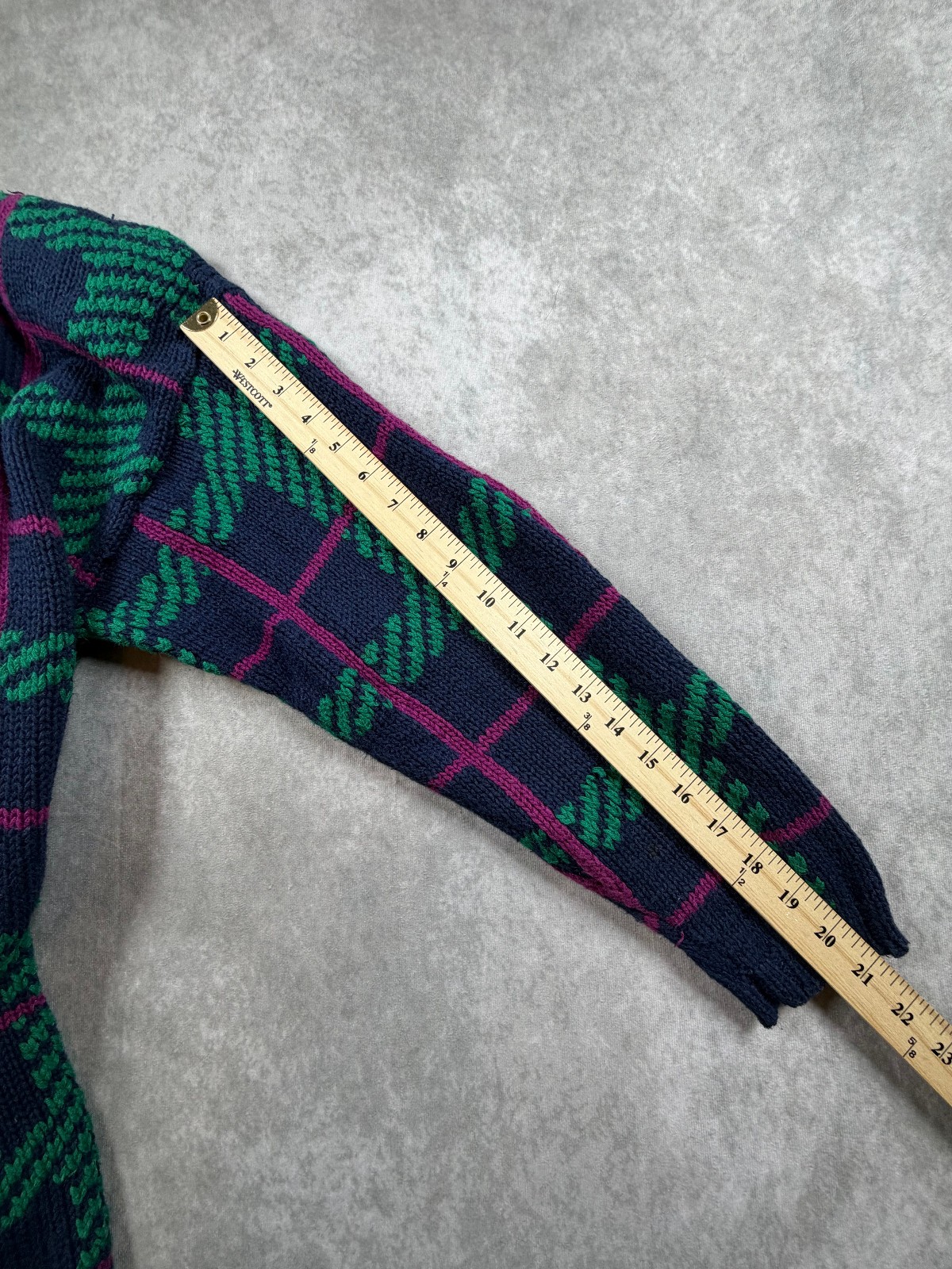 Vtg 90s Jacque & KoKo Plaid Crest Sweater 14/16 Ramie Cotton