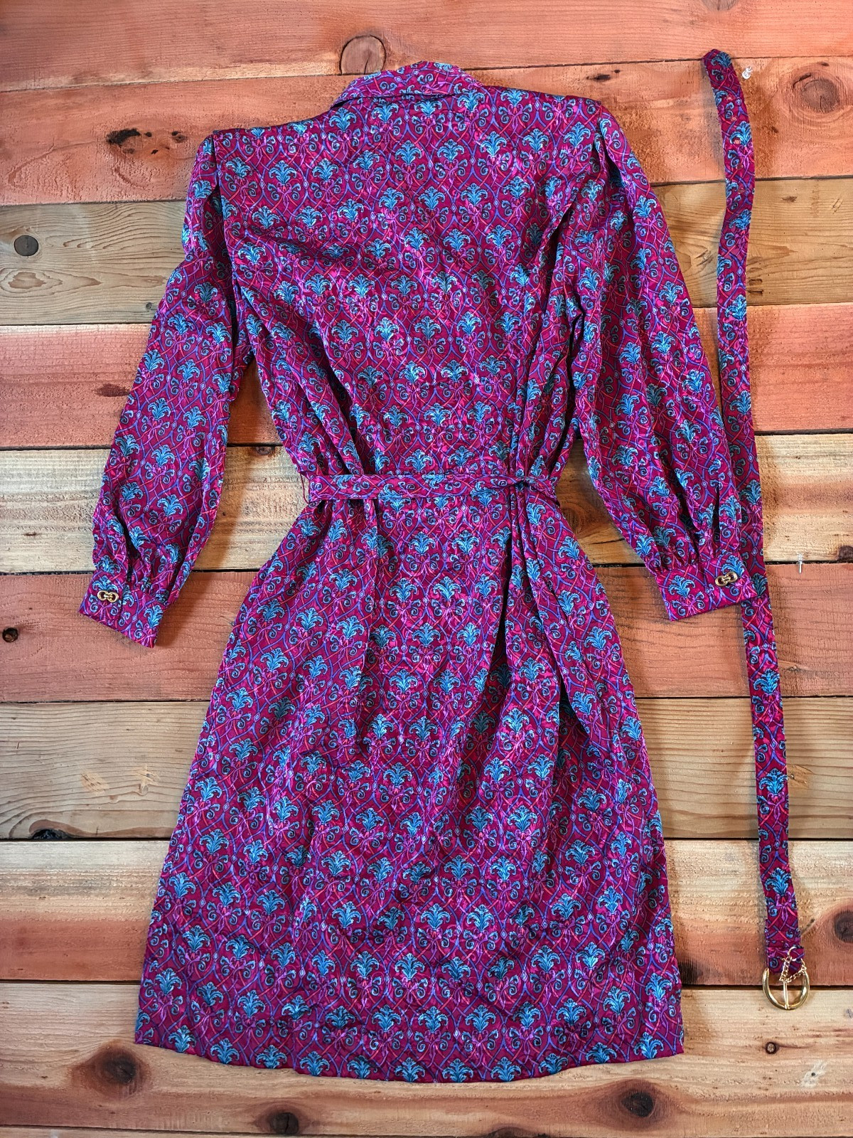 Vintage 80s 90s Schrader Petite Belted Shirt Dress Paisley Cottagecore Prairie