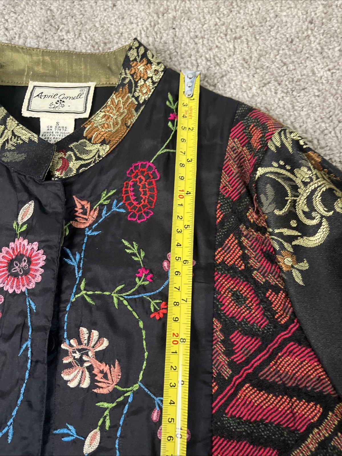 Vintage April Cornell Embroidered Tapestry Brocade Patchwork Jacket Size Small