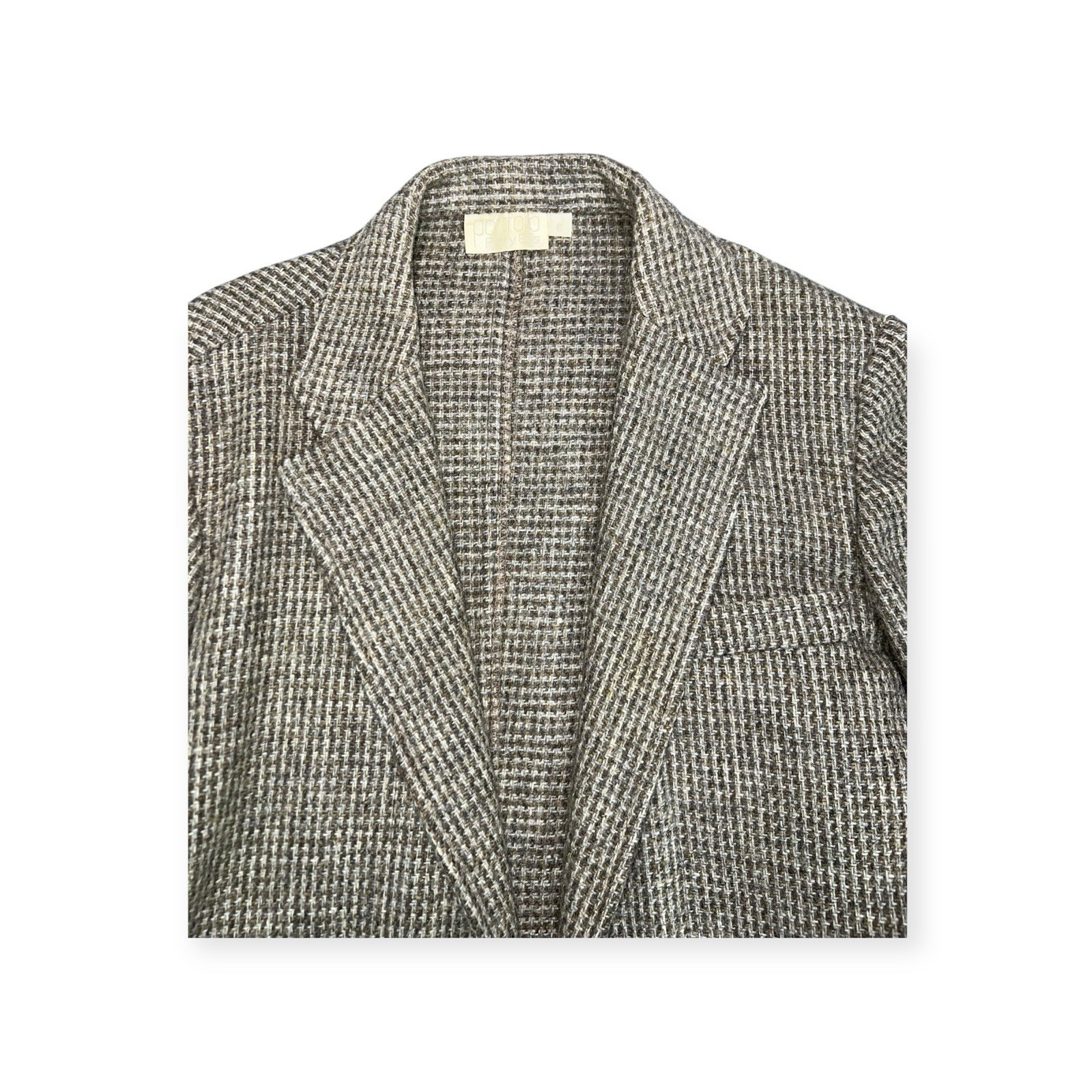 VTG PERRY ELLIS PORTFOLIO WOOL HOUNDSTOOTH SUIT JACKET BLAZER MOD GRUNGE PREPPY