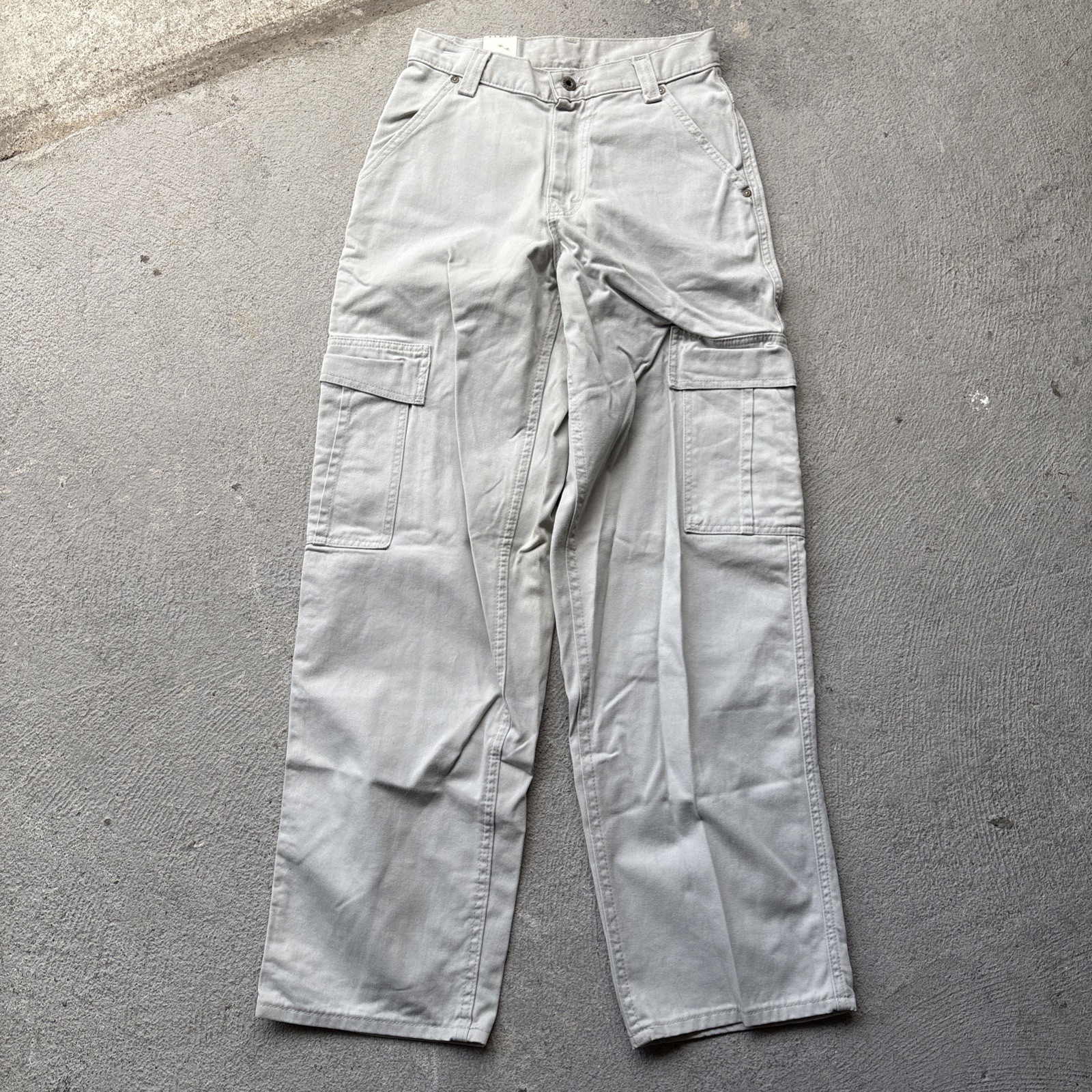 Vintage 90s LEE Cargo Pants Wide Relaxed Khaki Tan Beige USA Juniors 5 S