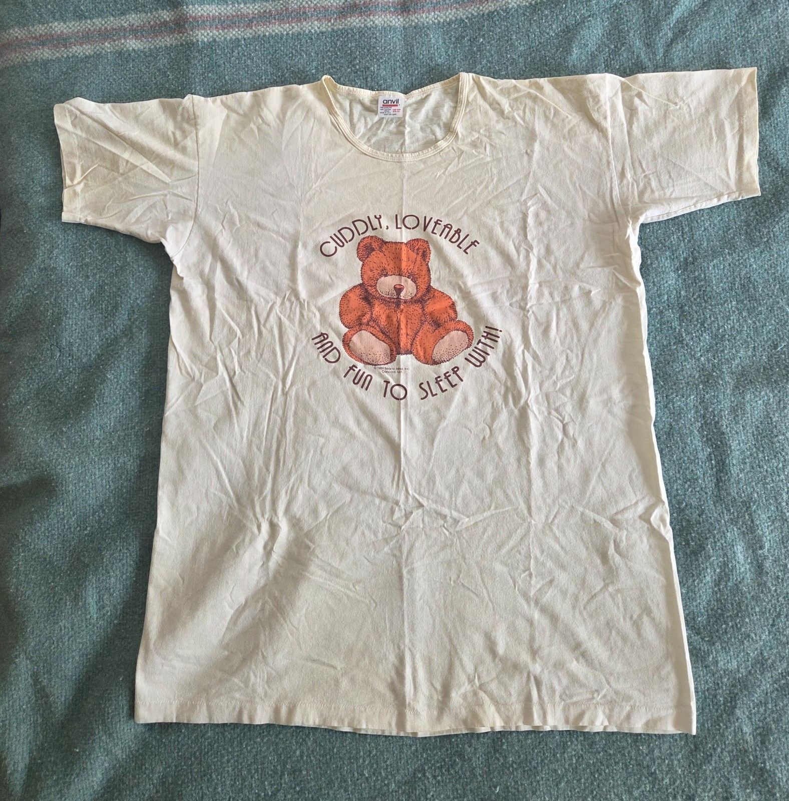 Vintage 80&rsquo;s Teddy Bear Sleepwear/cotton nightgown One Size Made In USA