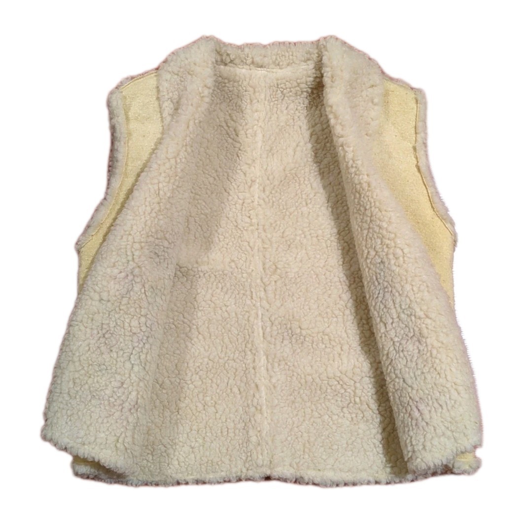 Vintage Wool Embroidered Shearling Vest Boho Folk Hippie Floral Sherpa Lined S/M