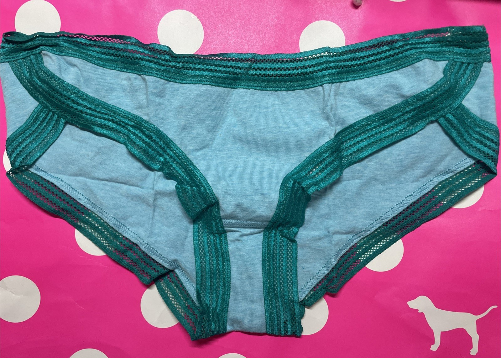 2015 Victoria Secret Vintage Cotton Extra Low Rise Hipster Panties M Lacy Trim
